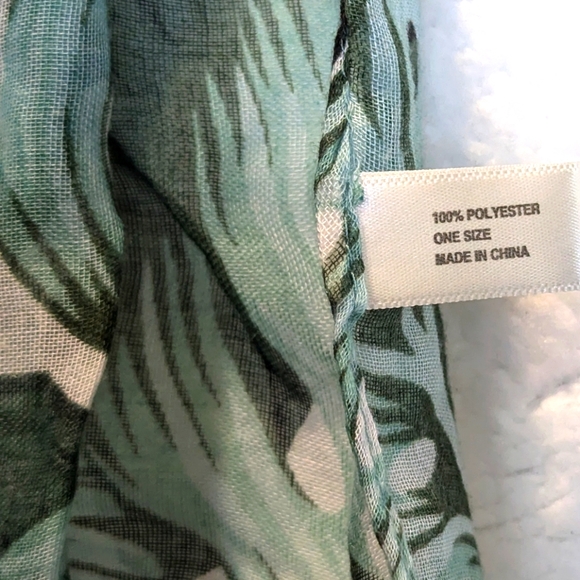Tropical Foliage Sheer Kimono SwimSuit Cover Blouse Scarf Shawl w/ Arm Holes NEW - Picture 7 of 8